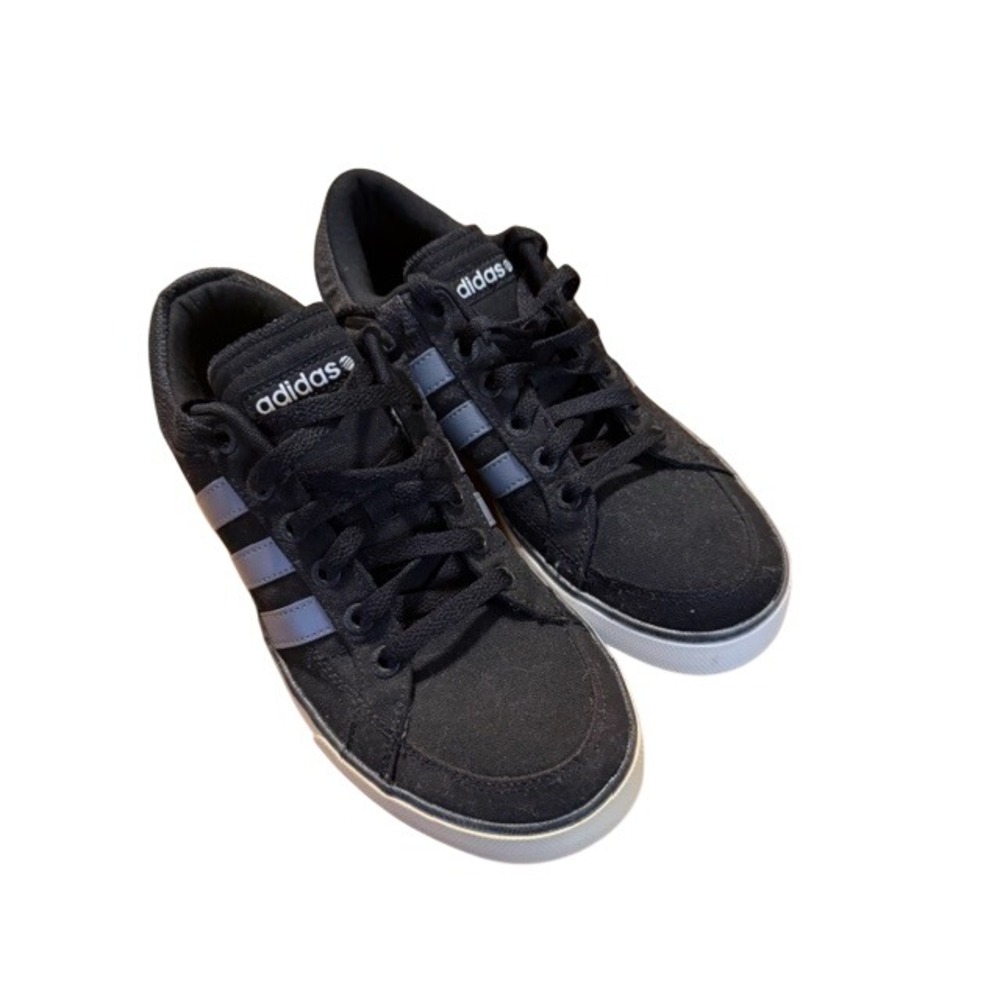 Adidas Neo Label‎ Mens 9.5 Black Grey Canvas Low Top Sneakers